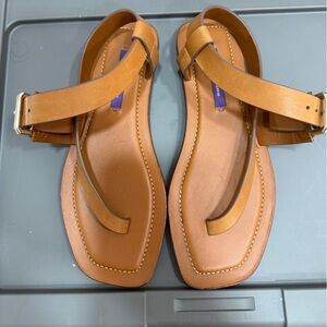 New Ralph Lauren purple label Payton calfskin Tan Leather Sandals